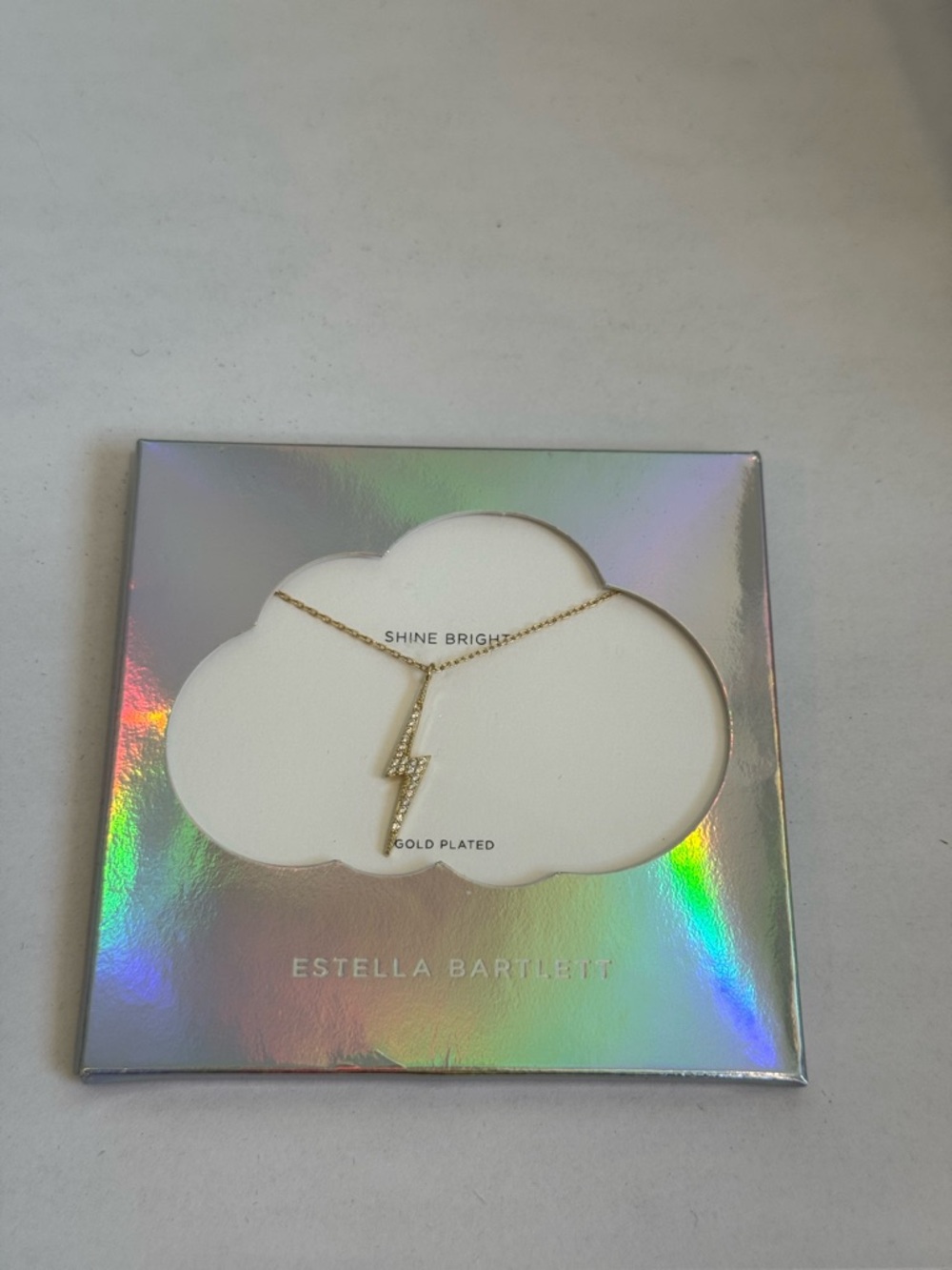 NWT Estella Bartlett Gold-Plated CZ Lightning Bolt Necklace